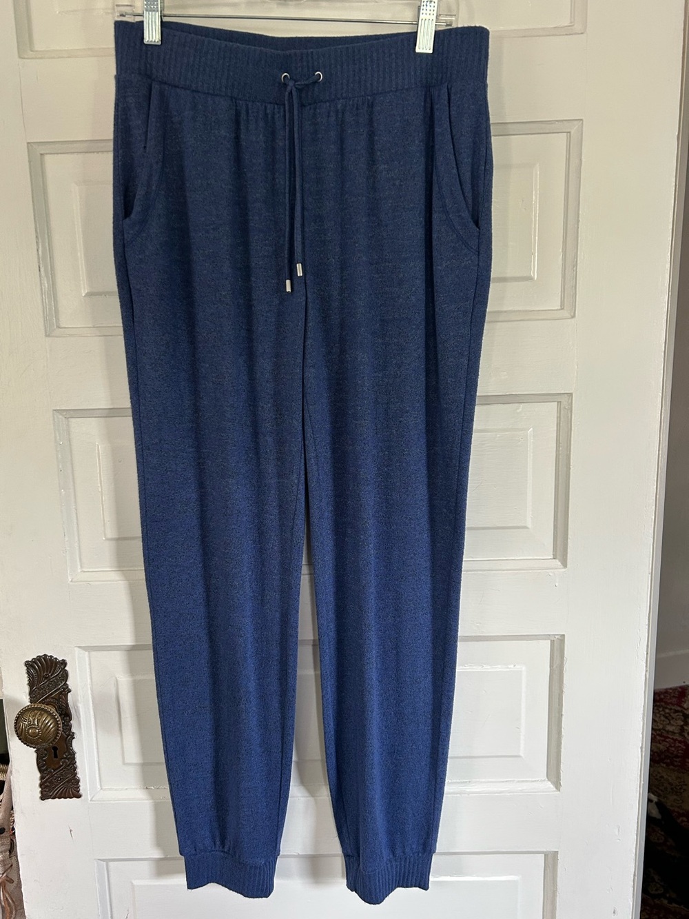Chico's Women’s Navy Knit Drawstring Jogger Pants w/Pockets, So Comfy! Size 8/10